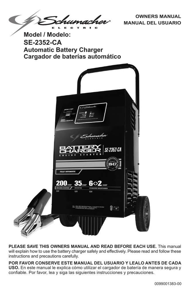 Schumacher Electric SE-2352 Operating instructions | Manualzz