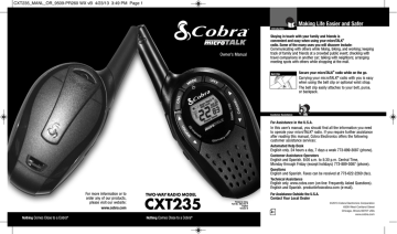 Owner's manual | Cobra 2-Way Radio Owner`s manual | Manualzz