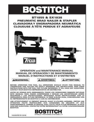 Composants de l'outil. Bostitch SX1838K, SX1838, BT1855K | Manualzz