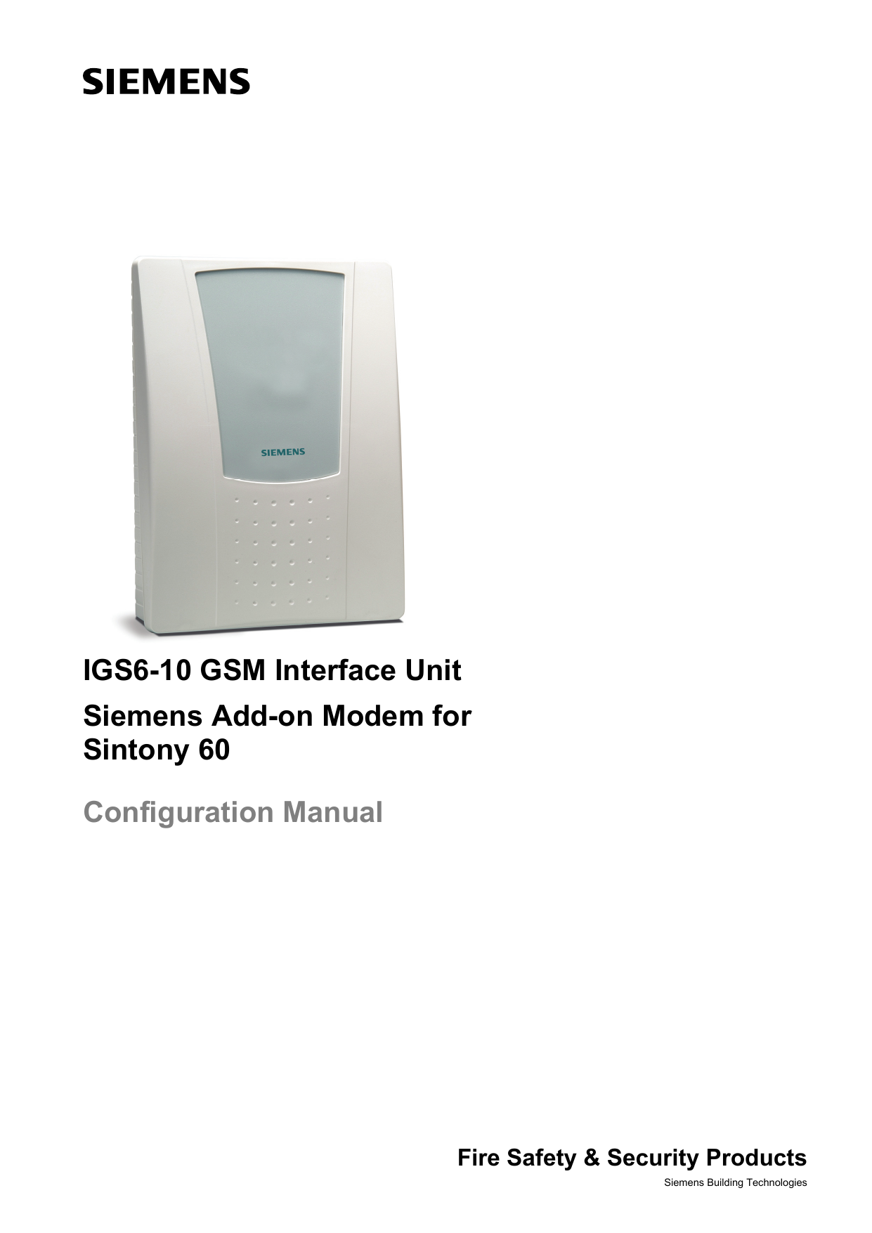 Siemens Sintony Manual