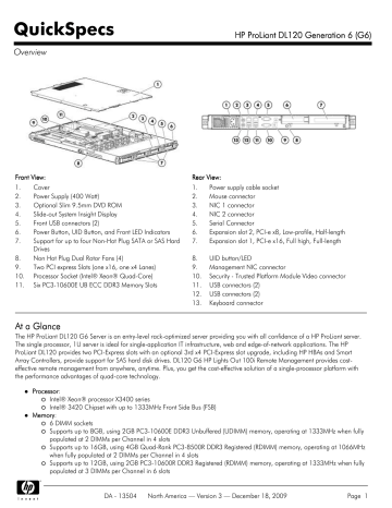 Compaq | 8500R - ProLiant - 4 GB RAM | User manual | HP ProLiant DL120 Generation 6 (G6) | Manualzz