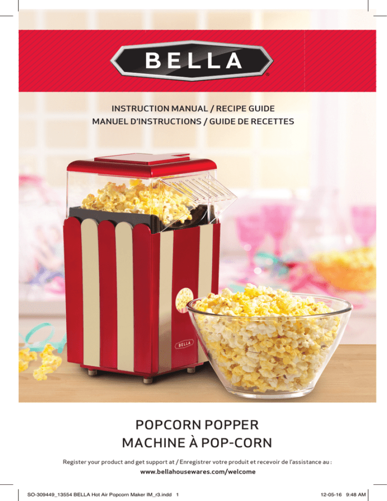 Bella Popcorn Popper User Manual Manualzz