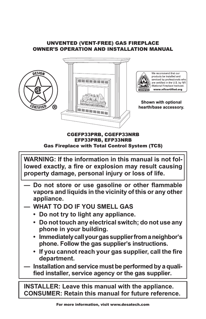 Comfort Flame Cgefp33nrc Installation Manual Manualzz Com