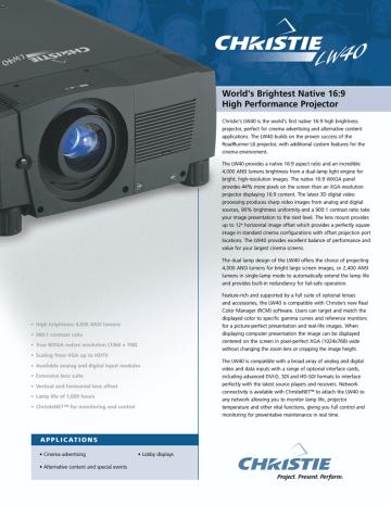 Christie Digital Systems LW40 Projector User manual | Manualzz