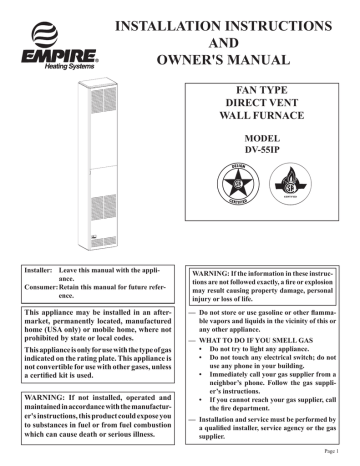 Empire DV-55IP Installation Instructions And Owner's Manual | Manualzz