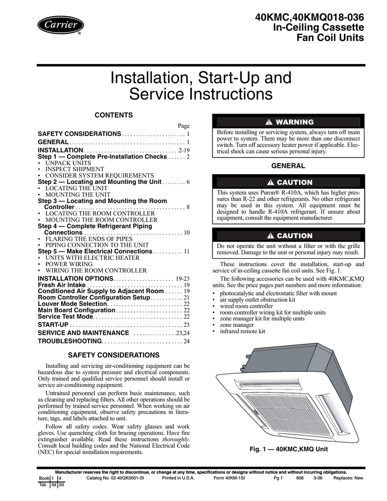 Carrier 40kmq Specifications Manualzz Com