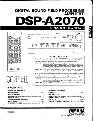 Yamaha Dsp A2070 User Manual Manualzz