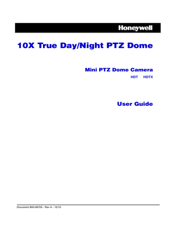 Honeywell Mini PTZ Dome Camera User guide | Manualzz