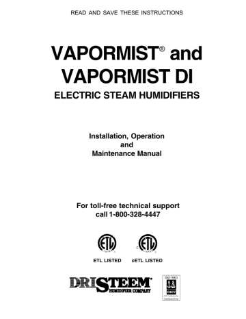DriSteem VAPORMIST DI Specification | Manualzz