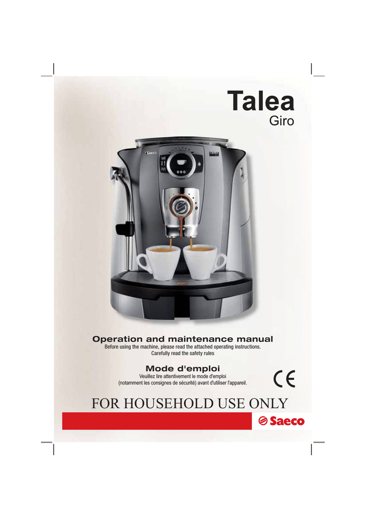 Saeco TALEA GIRO Operating instructions Manualzz