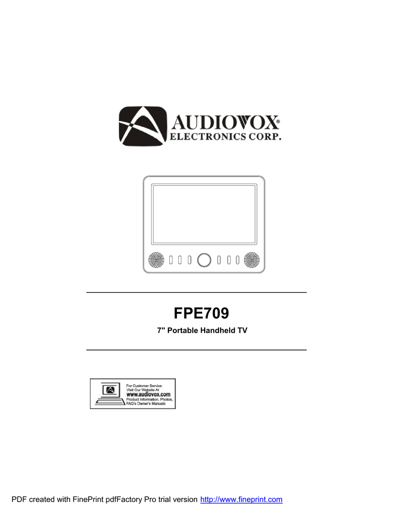 Audiovox Fpe709 User Manual Manualzz Com