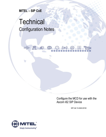 Mitel | 5624 | User manual | Technical Configuration Note | Manualzz