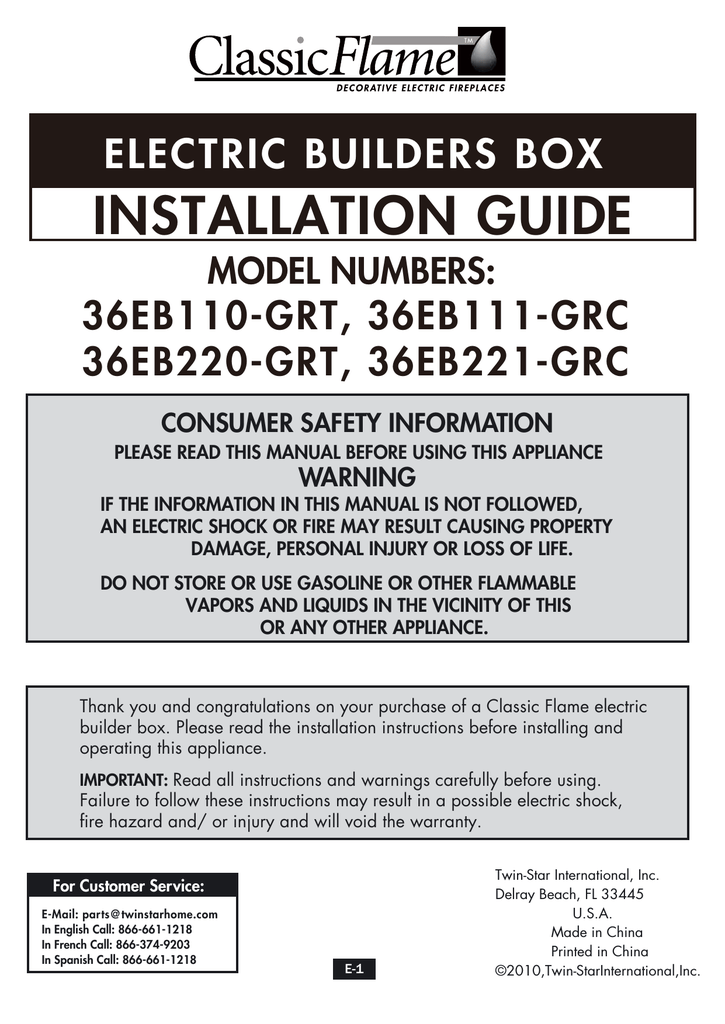 Classicflame 36eb110 Grt Installation Guide Manualzz Com