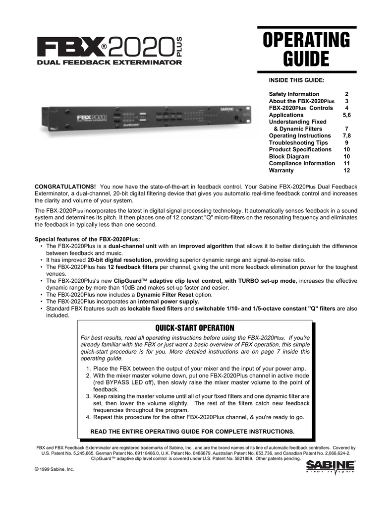 Sabine Fbx 2400 Manual