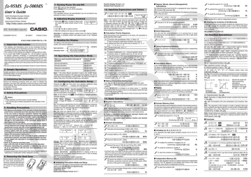Casio Fx 95ms Calculator User Manual Manualzz