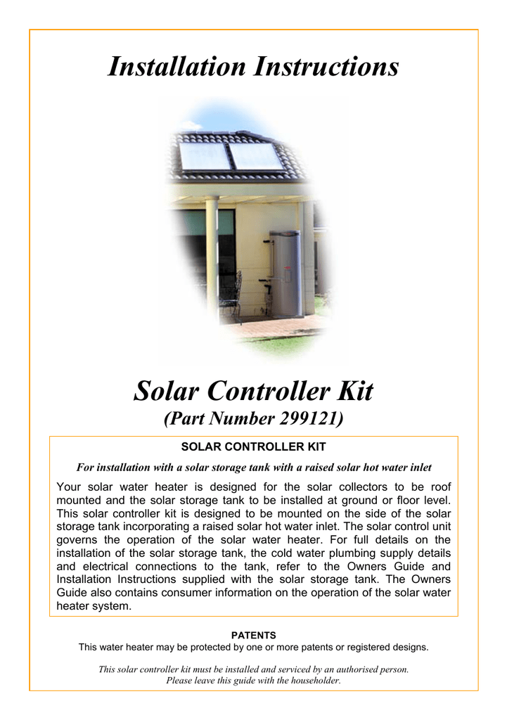 Rheem Water Heater Solar Controller Kit Manualzz