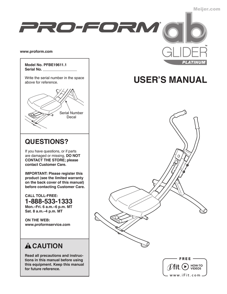 Proform ab glider discount platinum