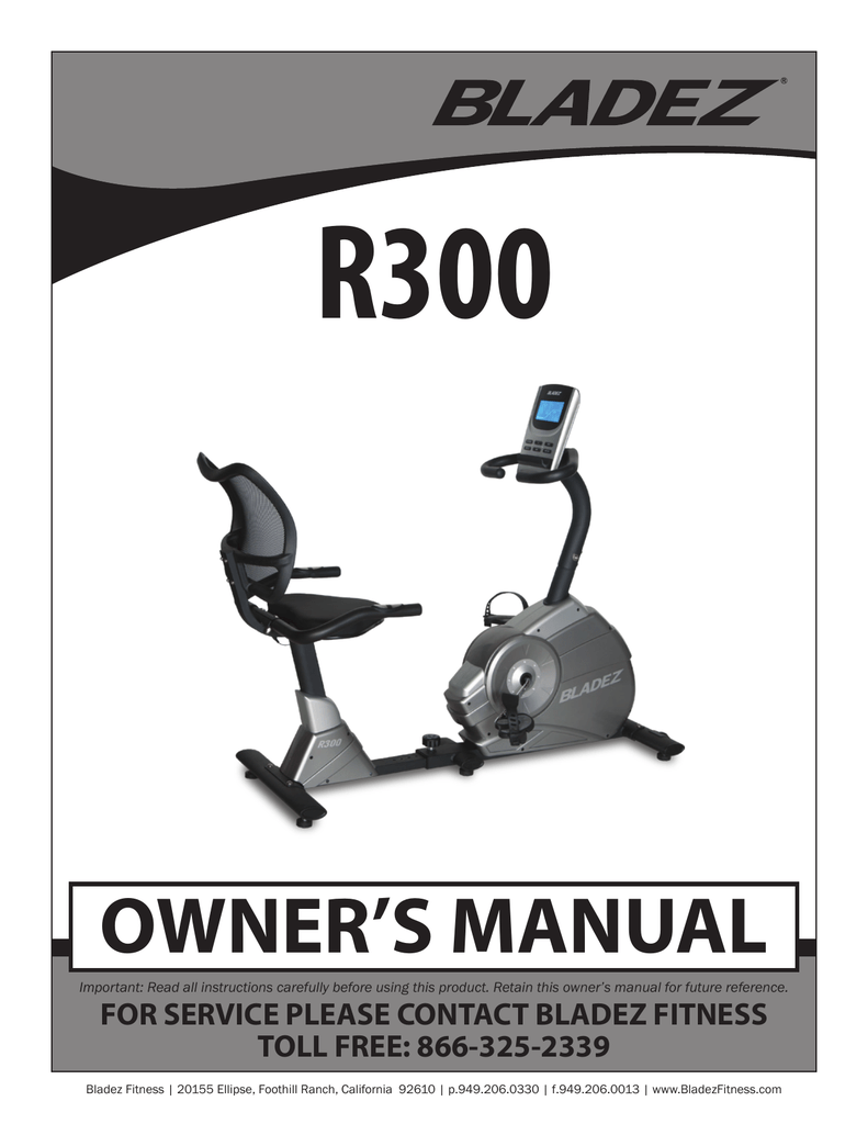 Owner's manual | BLADEZ R300 Owner`s 