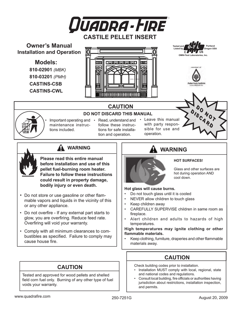 Quadra-Fire 810-02901 Owner's manual | Manualzz