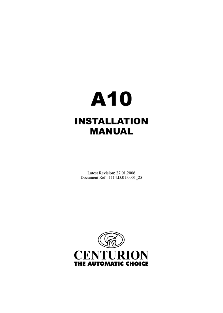 centurion a10 programming manual Centurion gate motor manuals and product documentation.