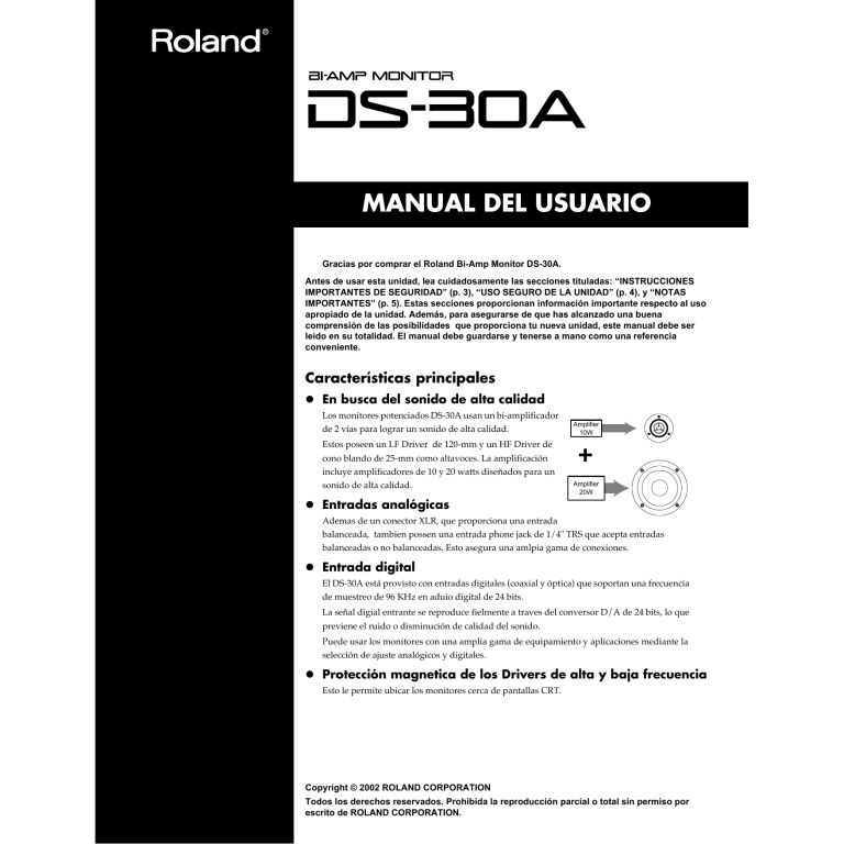 Roland DS-30A User manual | Manualzz