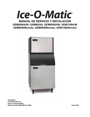 Ice-O-Matic GEM0650/GEM0655 Pearl Ice Machine Manual de usuario | Manualzz