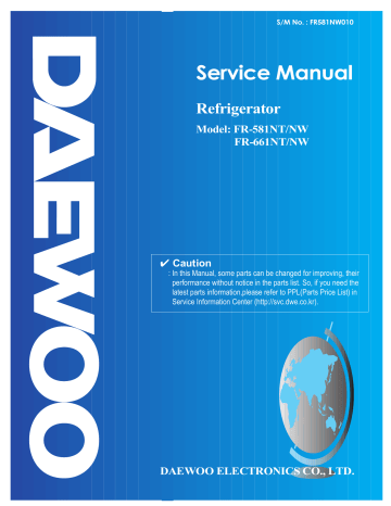 Daewoo | FR-581NW | User manual | Service Manual | Manualzz