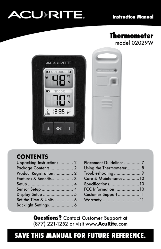 ACU-RITE 02029W User manual | Manualzz