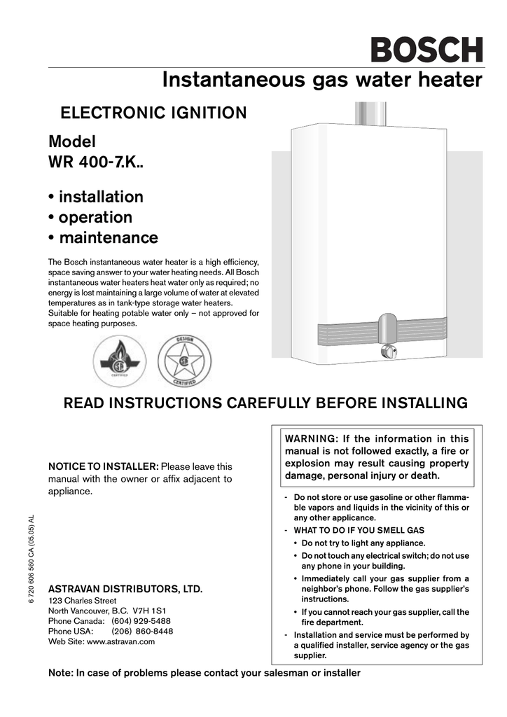 Bosch WR 400 7.K Series Operating instructions Manualzz