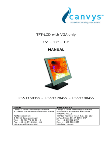 Canvys LC-VA1212xx Product specifications | Manualzz