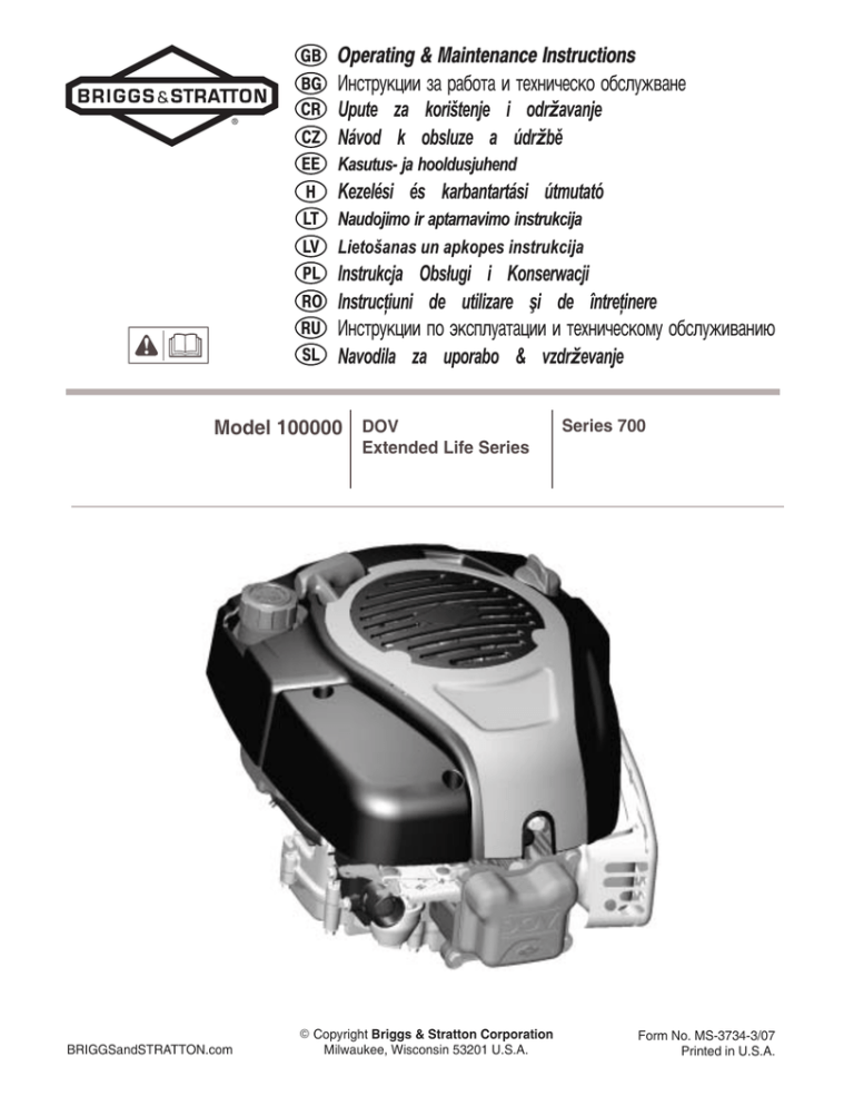 Briggs Stratton 700 Dov Series User Manual Manualzz