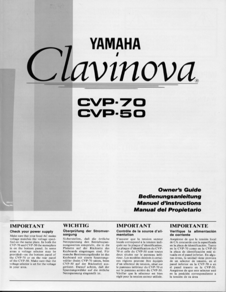 Yamaha Clavinova Cvp Cvp 70 Cvp 50 Owner S Manual Manualzz