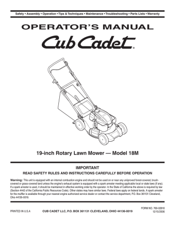 User manual | Cub Cadet CC 310 Operator`s manual | Manualzz
