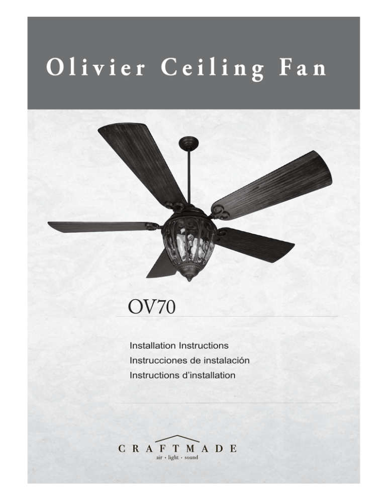Craftmade Ov70 User Manual Manualzz Craftmade Ov70 User Manual Manualzz, Craftmade Ceiling Fan Light Kit Instructions