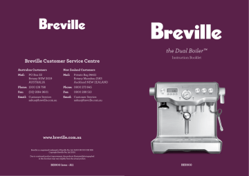 Breville BES900 Instruction Booklet | Manualzz