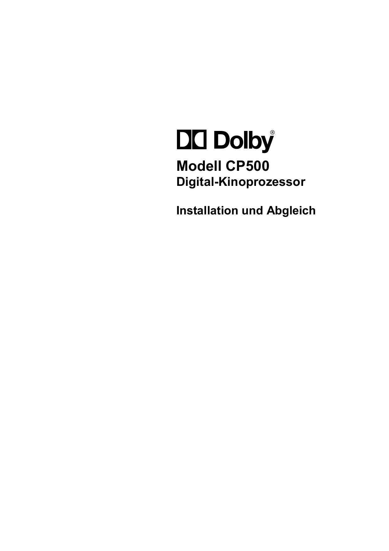 Bedienungsanleitung # Dolby # CP-500 Digital Processor # englisch # 59 Seiten 