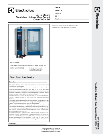 Electrolux | 10 GN 1/1-GAS | User manual | Touchline Natural Gas Combi Oven 10GN 1/1 | Manualzz