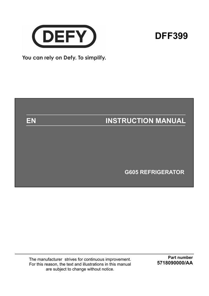 defy eco energy efficient fridge manual