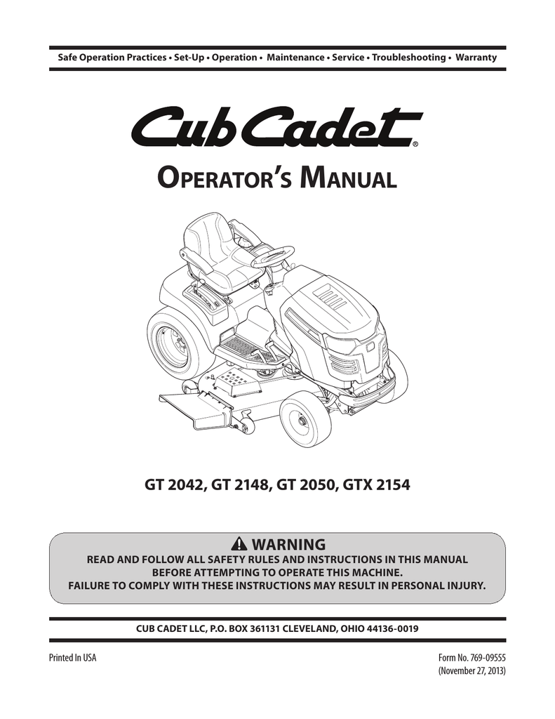 Mtd Gt 2050 Lawn Mower User Manual