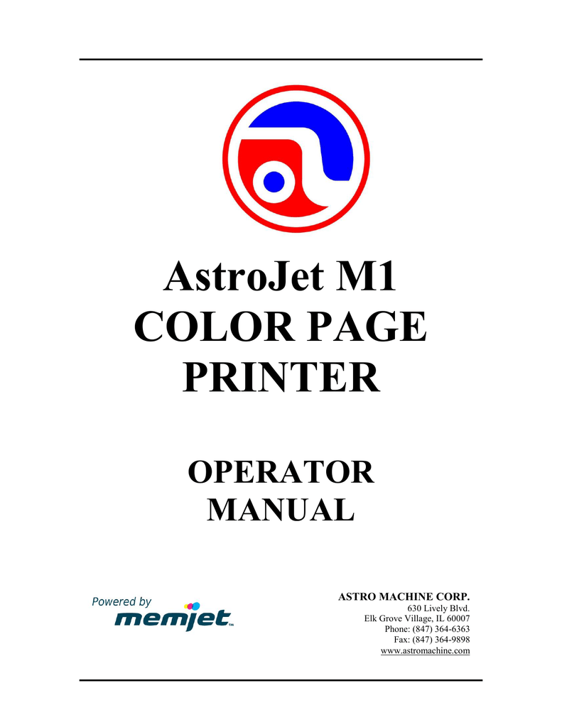 Astro Machine AstroJet M1 Troubleshooting guide | Manualzz