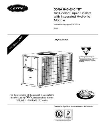 Carrier 30RA 040-240 "B" User Manual | Manualzz