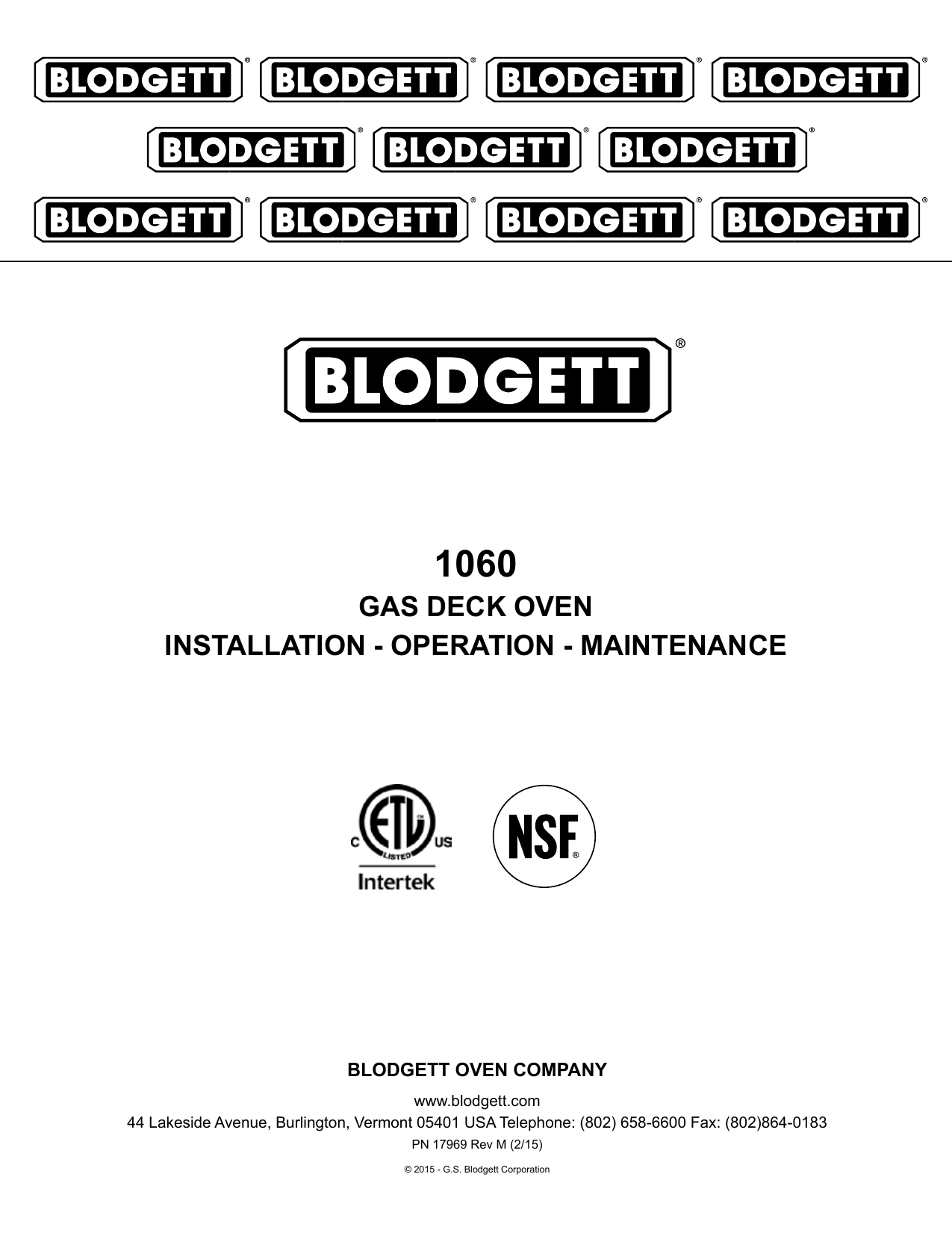 Blodgett 1060 Specifications | Manualzz
