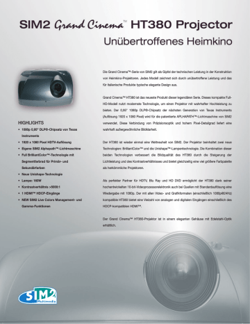 Sim2 Multimedia Grand Cinema Ht380 Ht380 User Manual Manualzz