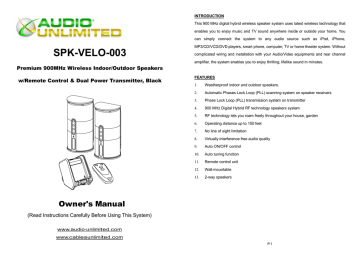 audio unlimited wireless speakers manual