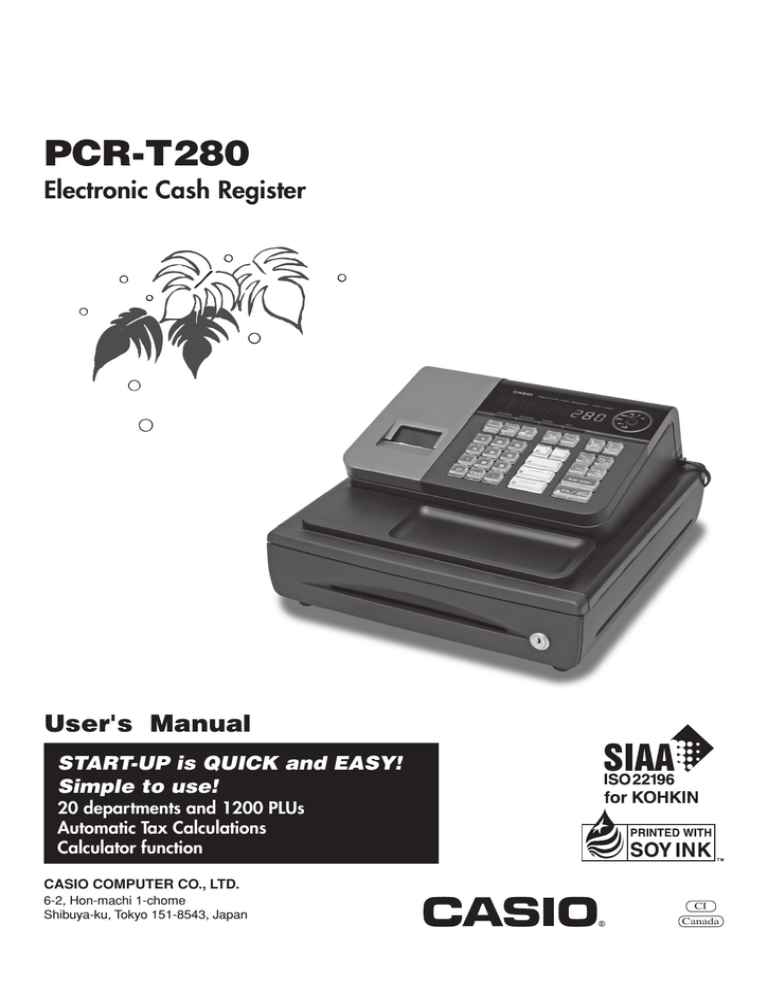 Casio PCR-T273, PCR-T280 User manual | Manualzz