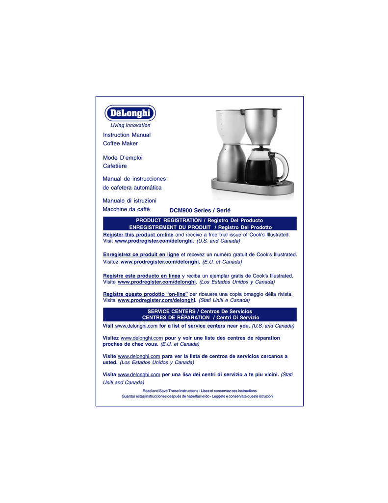 DeLonghi D 44, DCM900 Manual de usuario | Manualzz
