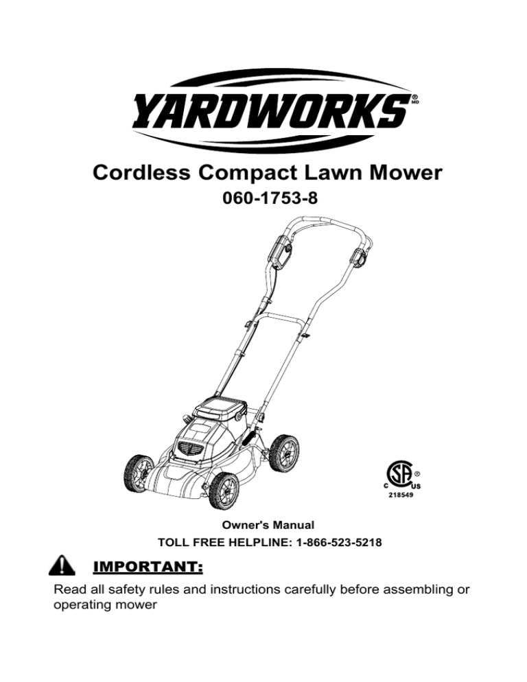 Yardworks 060 1753 8 Owner S Manual Manualzz