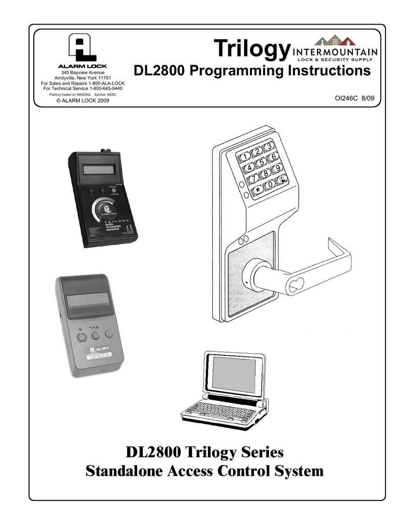 Alarm Lock Trilogy DL2800 Operating instructions Manualzz