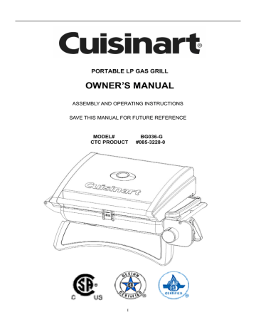 Owner's manual | Cuisinart BG036-G Owner`s manual | Manualzz