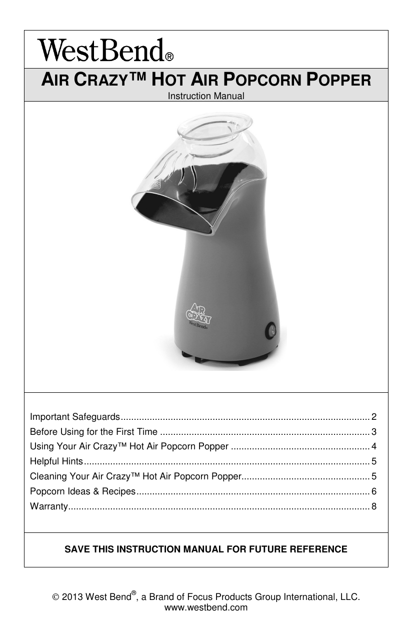 User manual WestBend Stir Crazy 82707 (English - 24 pages)